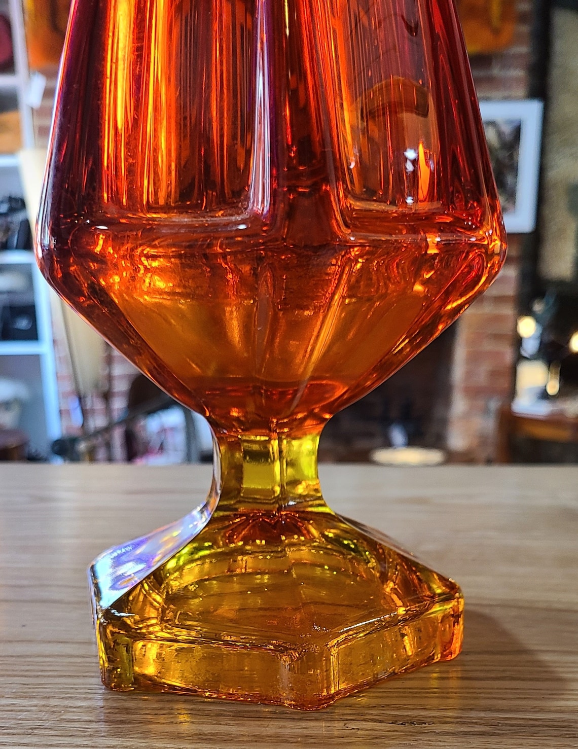 Monumental Orange Swung Vase With Orangey Amber 6 Sided Etsy