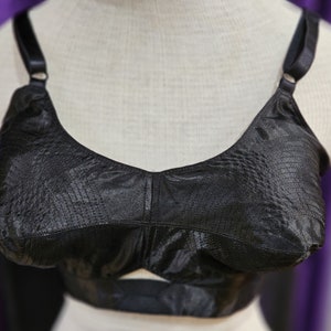 1950s Vintage Black Satin Bullet Bra  Larger Size