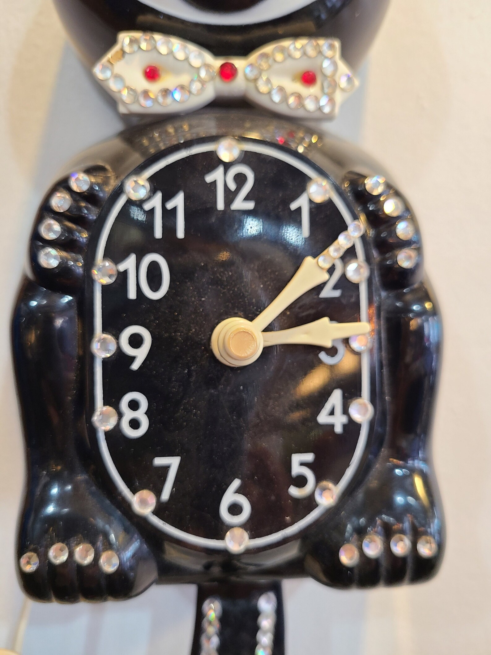 Vintage Black Bejewled Kit Kat Klock Cat Wall Clock ca 1960s Etsy