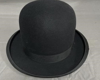 Gangster Era Black Bowler Hat, Dobbs Fifth Avenue, for Warner & Co., Baltimore, ca 1920s