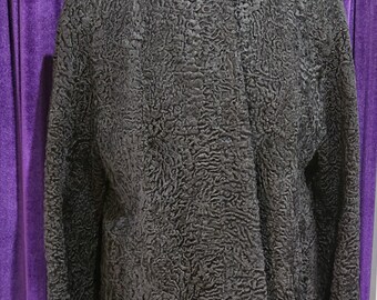 1960s Vintage Black Karakul Lamb Jacket