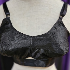1950s Vintage Black Satin Bullet Bra  Larger Size