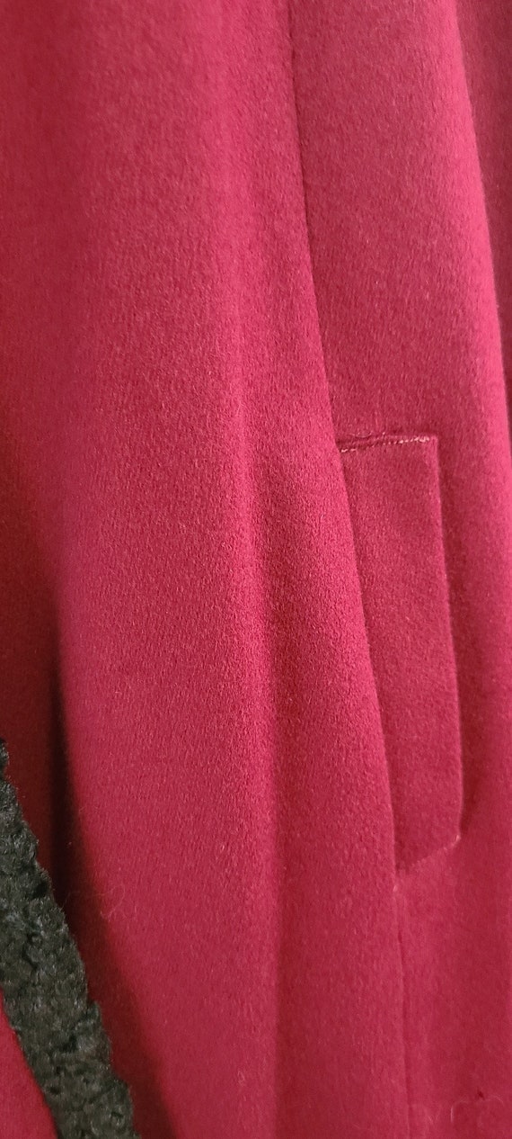 Larger Size Vintage Merlot Fine Wool Coat with Bl… - image 3