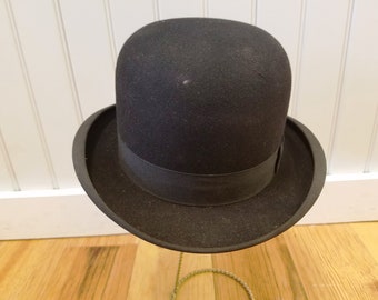 Antique Black Bowler Hat, New Old Stock, George W. Hess & Sons, ca 1920s