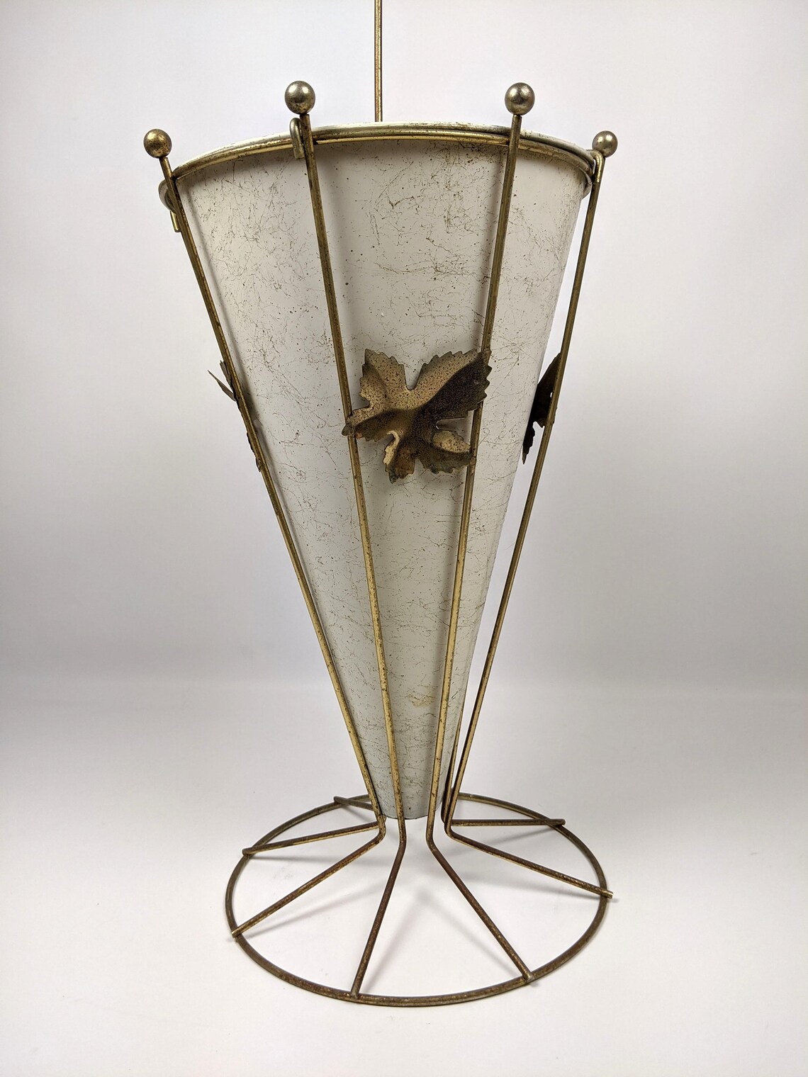 Mid Century Modern Era Umbrella Stand White Metal Cone Etsy