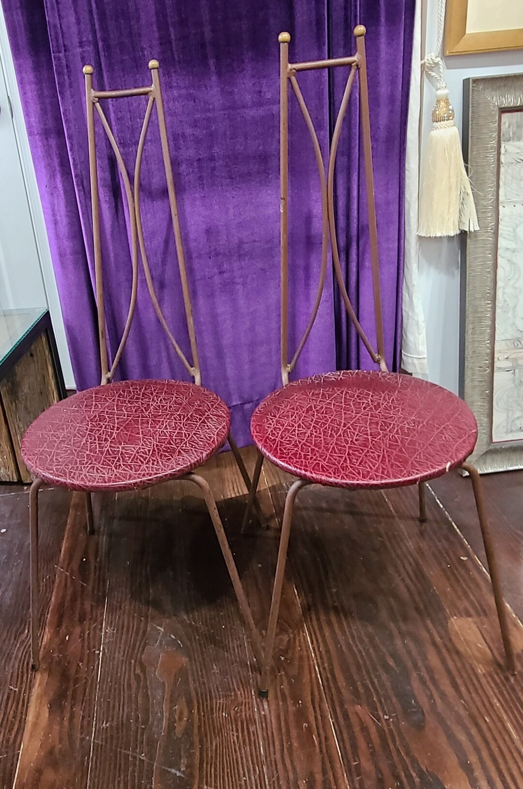 Mid Century Modern Era Pair of Painted Iron Chairs With Etsy