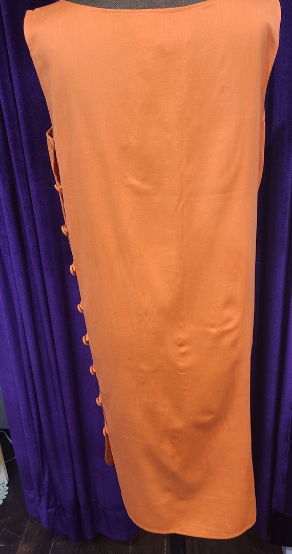 Vintage Orange Side Button Down Shift Dress with … - image 6