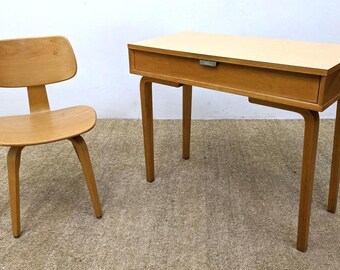 Mid Century Modern Era THONET Writing Desk and THONET Bent Wood Chair, Laminate Top, ca 1960s