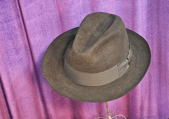 1980s Vintage Black Fedora Hat, the Sovereign, Stetson, New  display picture 3