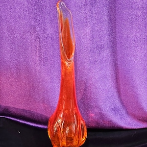 Mid Century Modern Era Orange and Amberina Swung Vase, ca 1960s