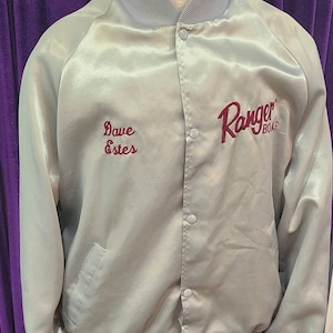 Vintage Silver Grey Bomber Jacket, Dave Estes, Ranger Boats, ca 1970s