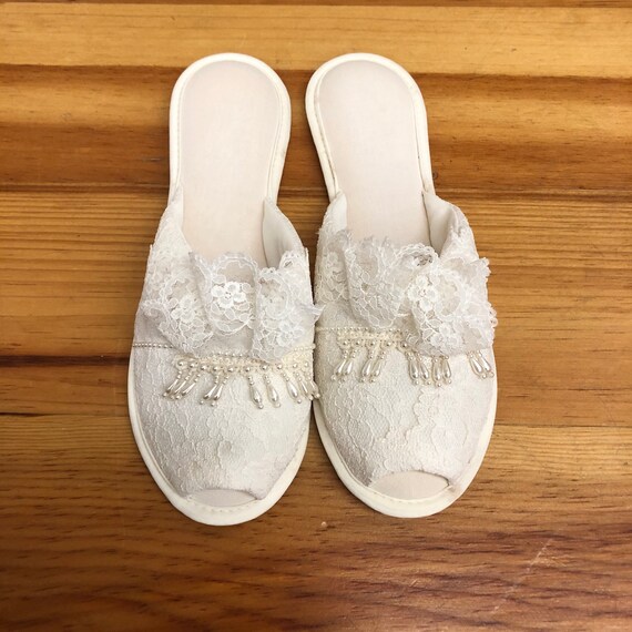 white lace slippers