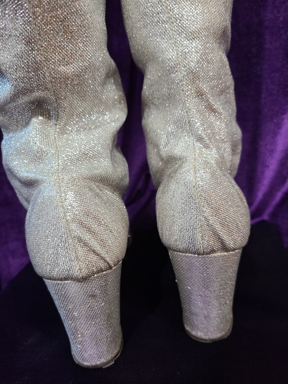 Vintage Silver Lame Boots, Showboot, ca 1970s - image 4