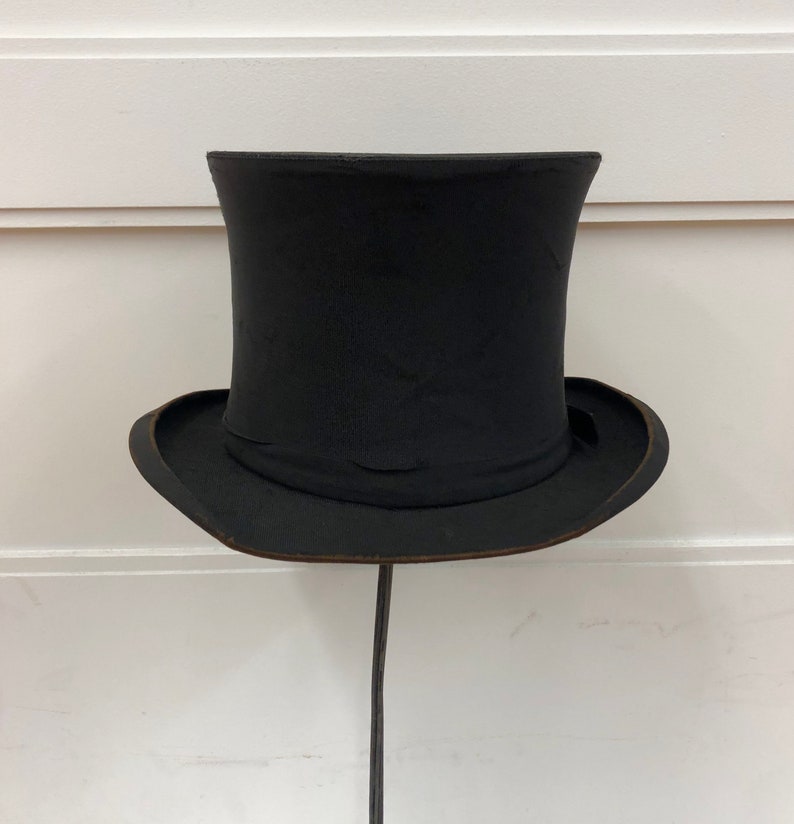 Antique Black Silk Collapsible Top Hat Warner & Co. | Etsy