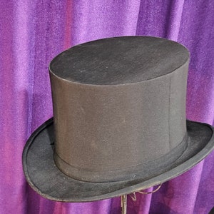 1930s Vintage Black Silk Top Hat,  Brodt's, Inc.