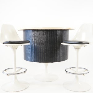 Mid Century Modern Era Black and White Bar with 2 Matching Chairs, Chromecraft, ca 1960s image 1