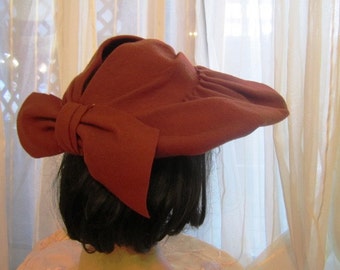 Vintage Rust Wool Picture Hat, ca 1940s