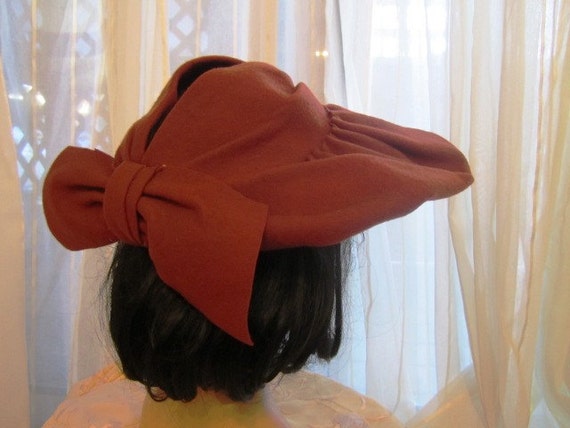 Vintage Rust Wool Picture Hat, ca 1940s - image 1