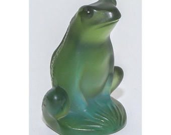 1970s Vintage Dark Green Crystal Frog