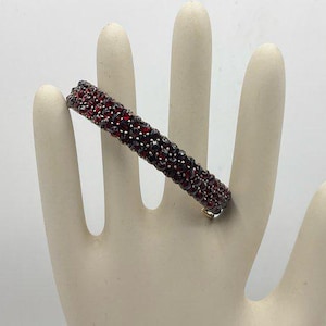 Victorian Era Bohemian Garnet Bangle Bracelet
