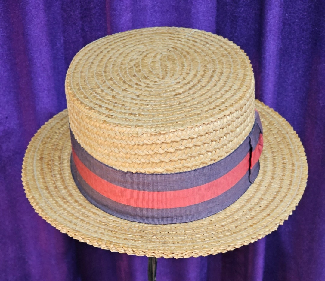 1960s Vintage Straw Boater / Skimmer Hat Italy Etsy