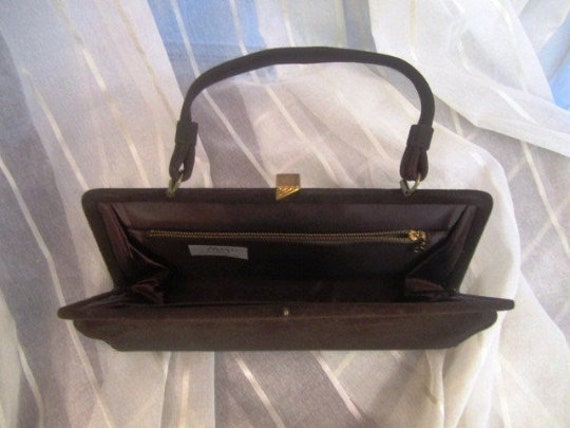 Vintage Chocolate Brown Suede Hand Bag, Mayer, ca… - image 4