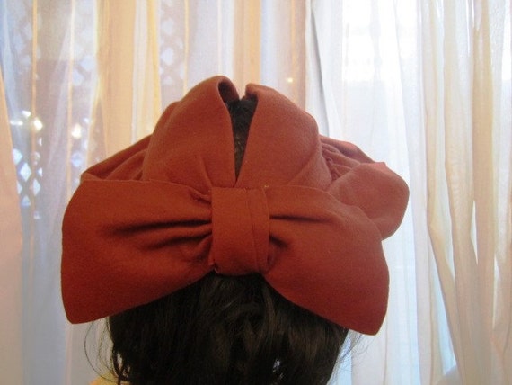 Vintage Rust Wool Picture Hat, ca 1940s - image 4