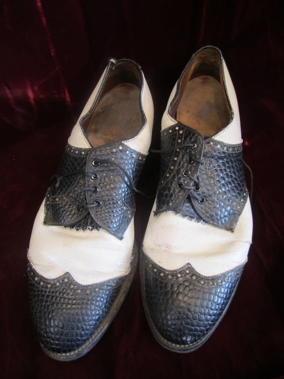 Pair of Black and White Leather Spectator Men's
