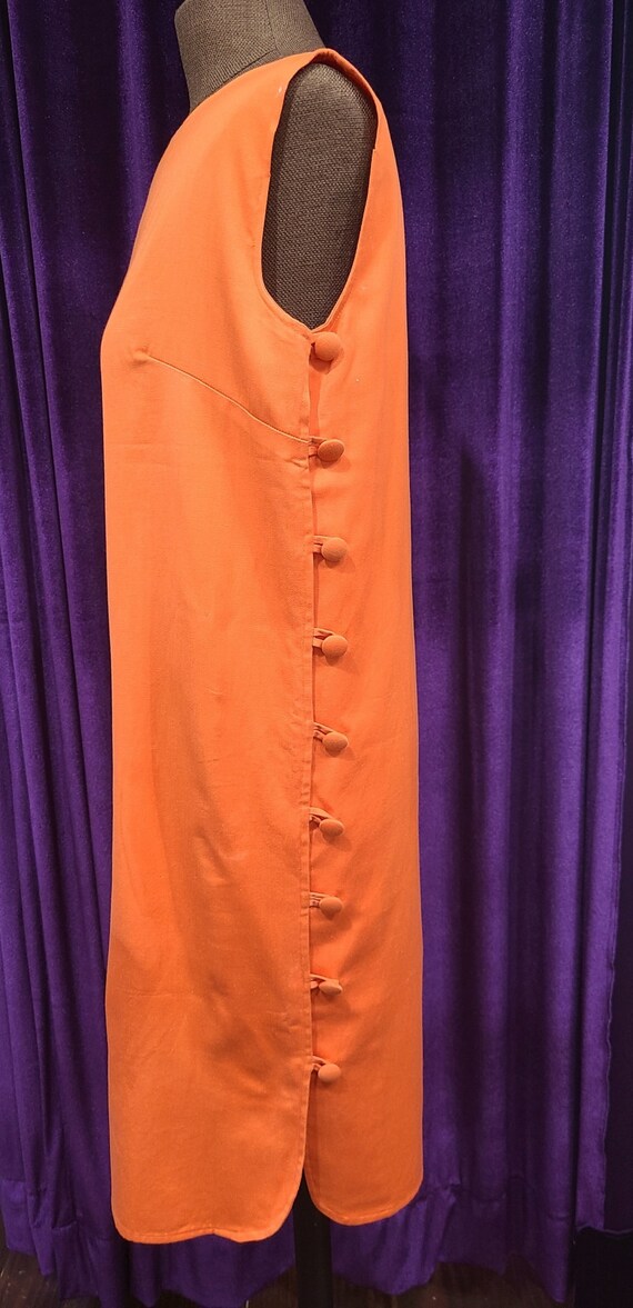 Vintage Orange Side Button Down Shift Dress with … - image 5