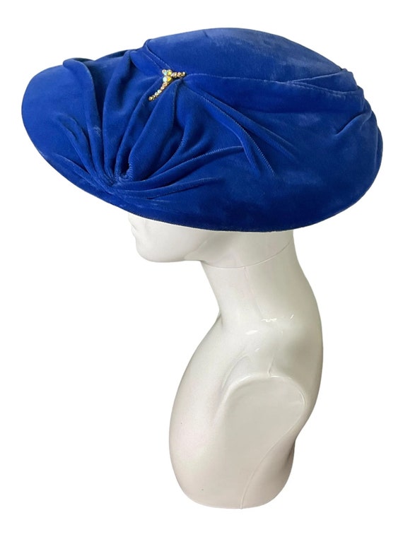 vintage velvet cartwheel hat - Gem