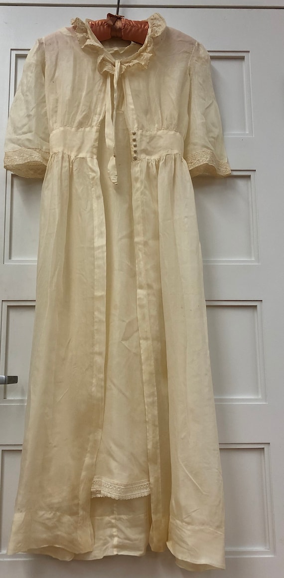 Vintage Bone Silk Peignoir Set, Night Gown and Rob