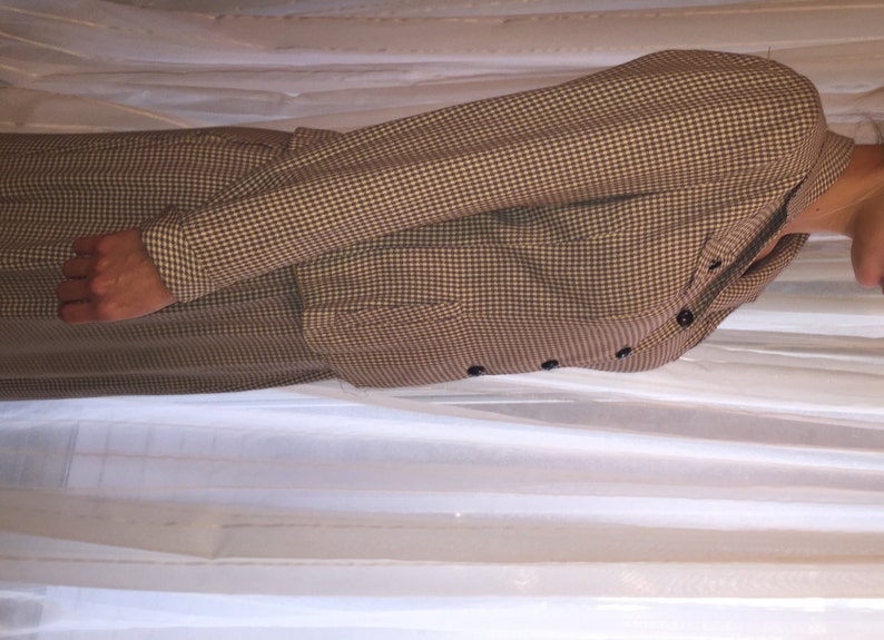 ca 1940s Vintage Greyish Violet and Pale Yellow Light Wool Houndstooth Suit