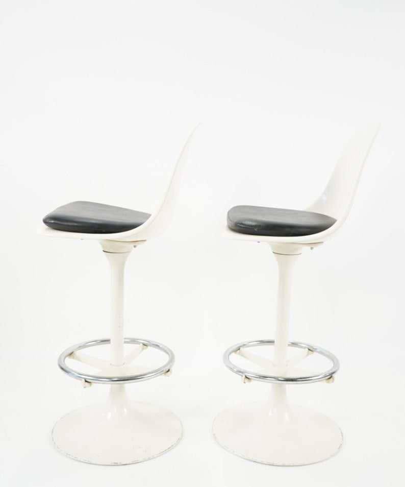 Mid Century Modern Era Black and White Bar with 2 Matching Chairs, Chromecraft, ca 1960s image 7