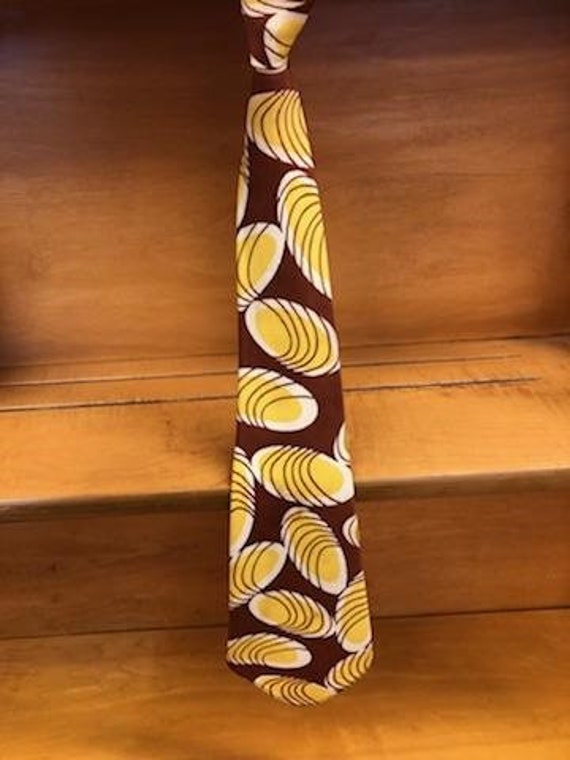 Vintage Cinnamon Brown, Yellow and Cream Tie, Dura