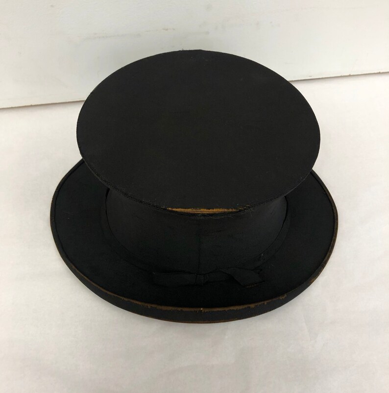 Antique Black Silk Collapsible Top Hat Warner & Co. Etsy