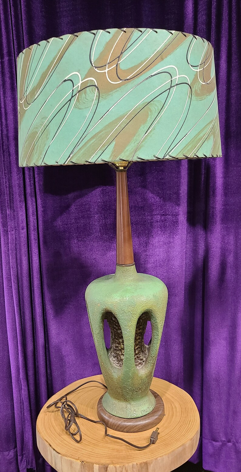 Mid Century Modern Era, Tall Green Lamp, Plasto, Ca 1950s Etsy