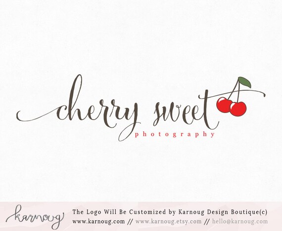 cherry logo fruit logo photography logo boutique premade logo etsy etsy