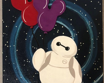 Baymax with Mickey Balloons Inspired Canvas Painting