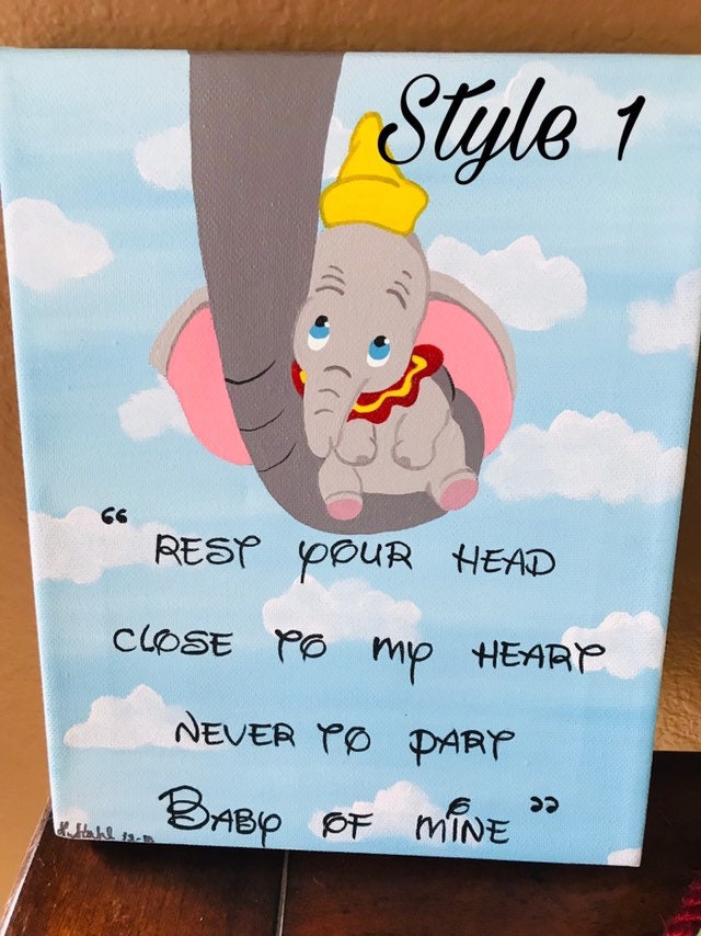 Dumbo baby Mine Inspired Canvas Painting - Etsy