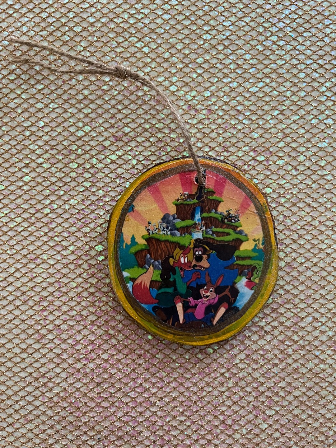 Double Sided Wood Bark Splash Mountain Ornaments Etsy