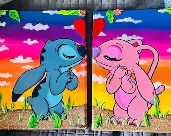 Stitch Couple Inspired Canvas Paintings