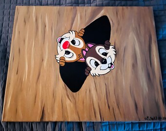 Chip & Dale Inspired 16x20 Canvas Painting Pin Display Board