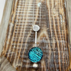 Dichroic glass sterling silver pendant necklace
