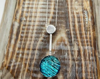 Dichroic glass sterling silver pendant necklace