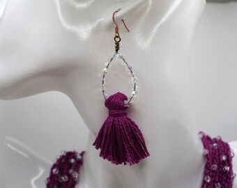 Swarovski crystal and tassel earrings