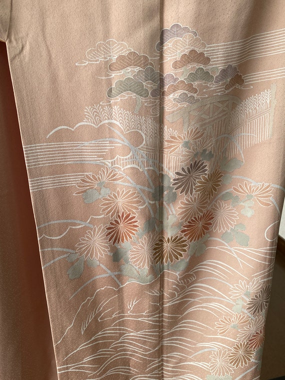 Vintage Japanese kimono - beige, light brown - ma… - image 3
