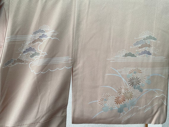 Vintage Japanese kimono - beige, light brown - ma… - image 2