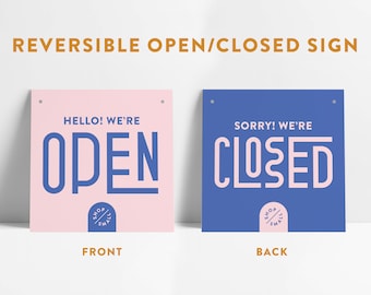 Reversible Blush Squiggle Open Closed Small Business Entrance Sign