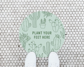 Plant Your Feet Here 6 Feet Apart Succulent Social Distance Floor Decal Sticker