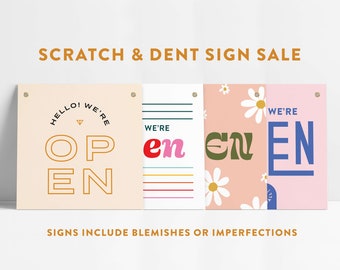 SCRATCH & DENT SALE Open Closed Small Business Sign with Grommets